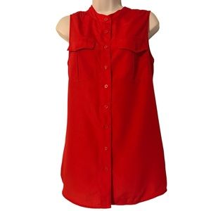J. Crew Factory Sleeveless Button Up Blouse With Front Pockets Women’s Size 8